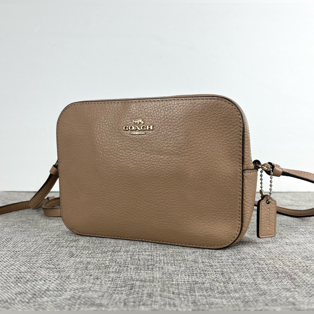 Coach Pebble Leather Camera Bag Taupe